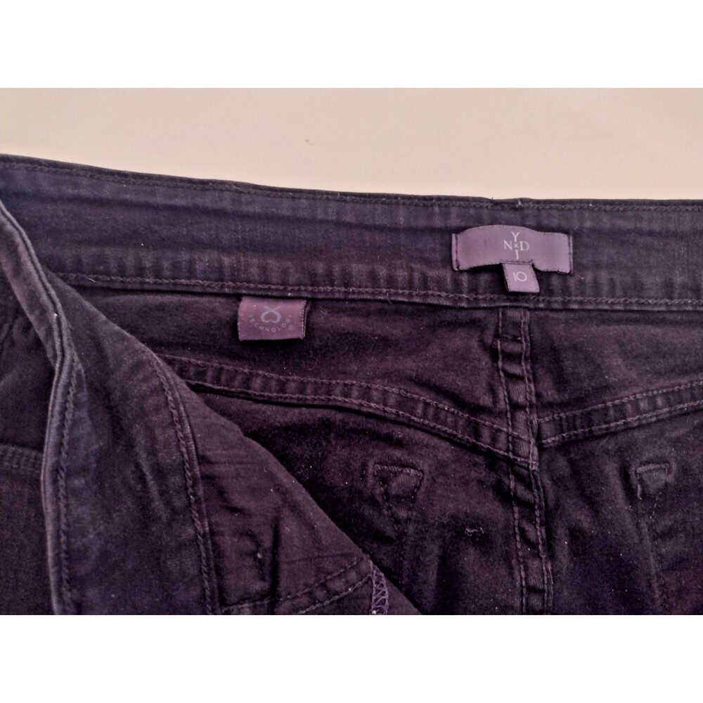 NYDJ Jeans Womens 10 Black Denim Straight Leg Stretch Bling Pockets - Picture 7 of 8